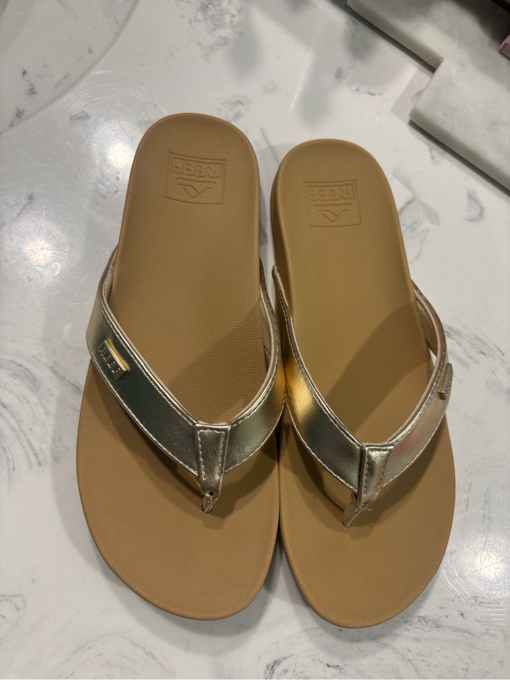 Gold Reef Flip Flops size 7
